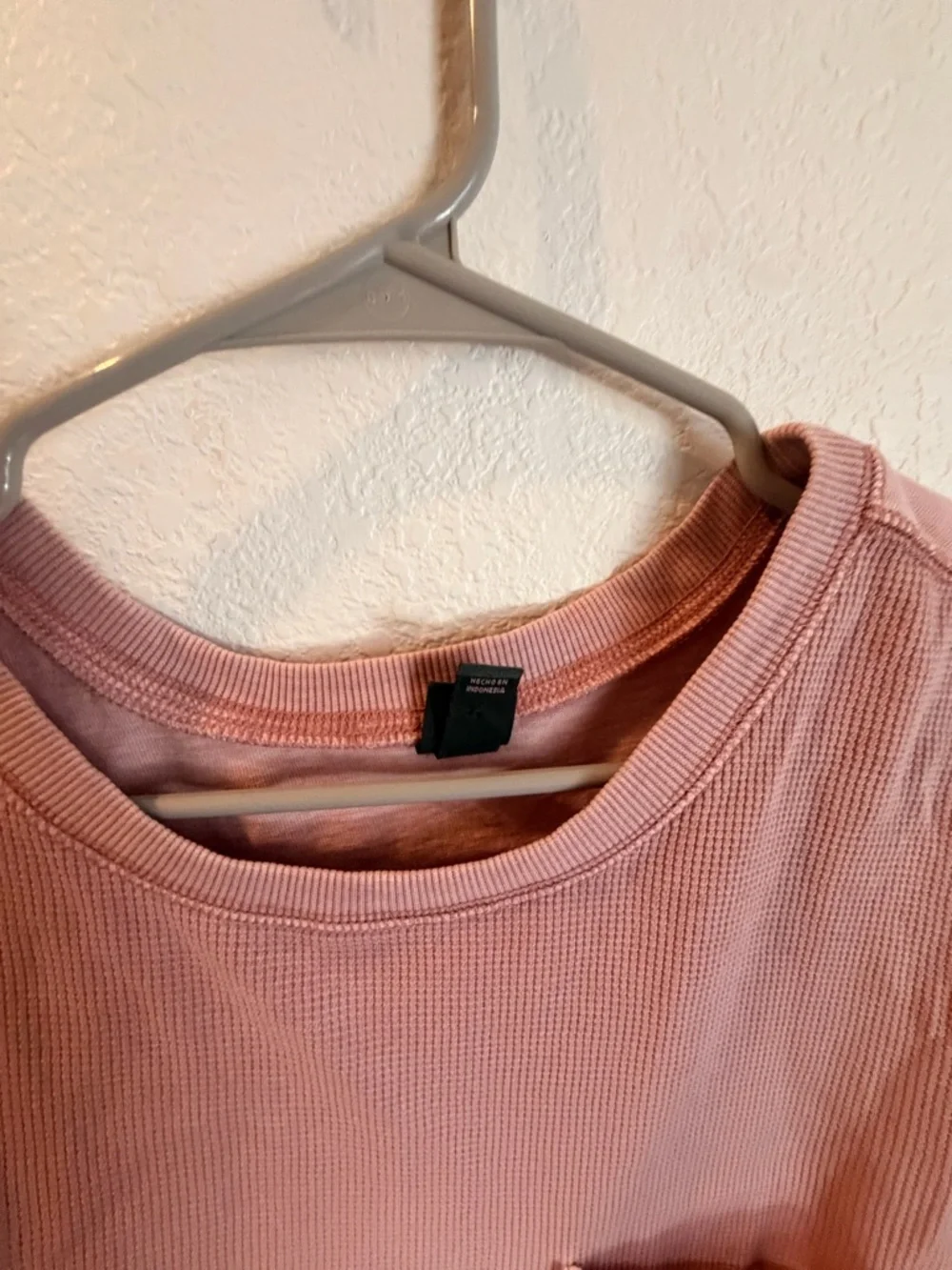 wild fable blush pink waffle-knit long sleeve top with pocket - Picture 4 of 6